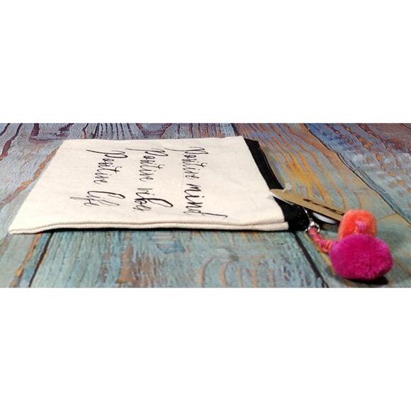 Positive Zip Pouch with Pom‎ Pom Accent - Picture 6 of 9